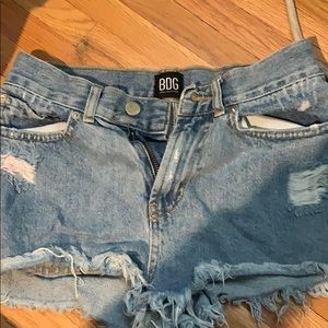 Distressed jean shorts
